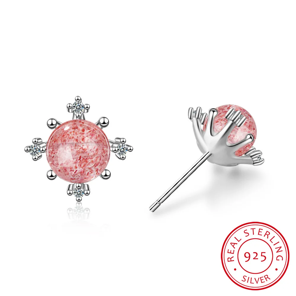 

2019 Original Creative 925 Sterling Silver Moonstone Snowflake Stud Earrings For Women Fashion Silver 925 Jewelry Gift