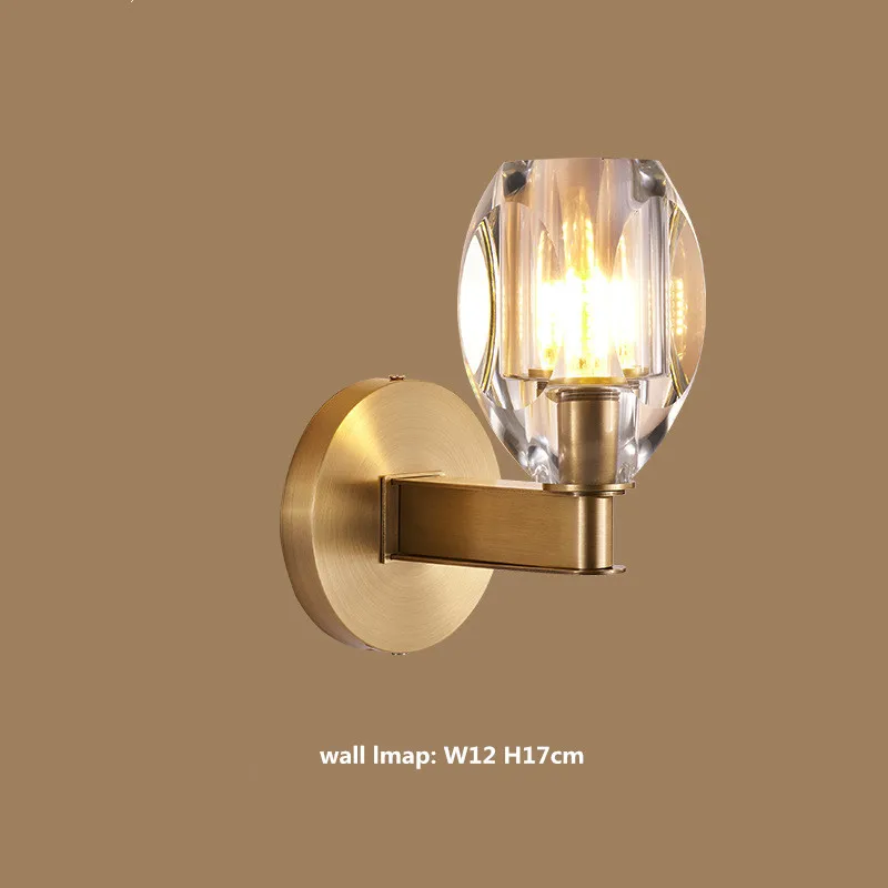 wall lamp Американский Лофт RH E14 светодиодная люстра Роскошная медная подвесная люстра освещение фойе ретро хрустальные оттенки светодиодное освещение - Цвет абажура: wall lamp