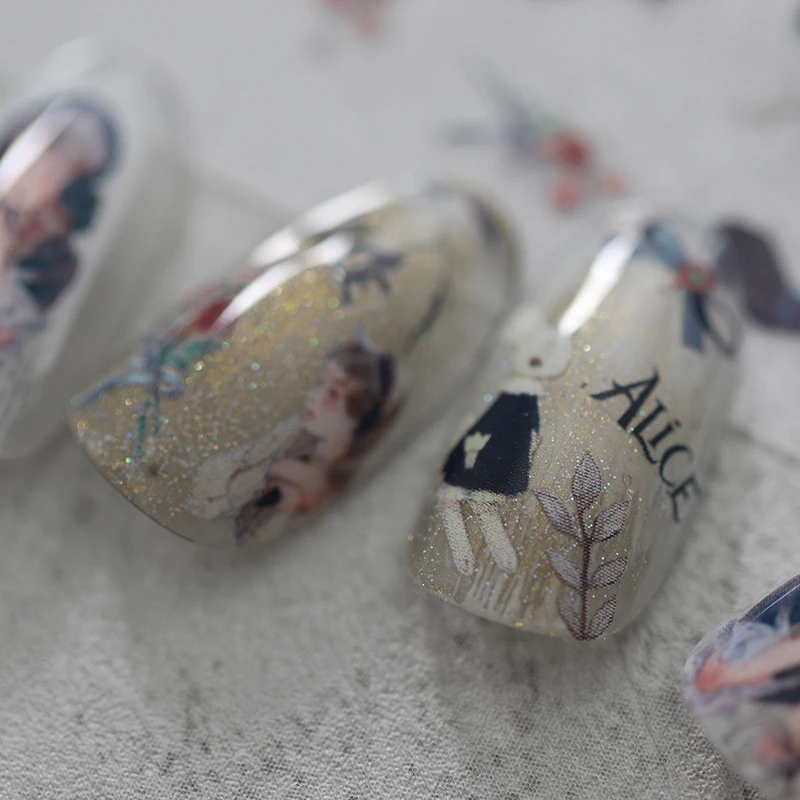Lovely Cat Rabbit Alice Design 3D Self Adhesive Nail Art Stickers 5D Soft Reliefs Nail Decorations Decals