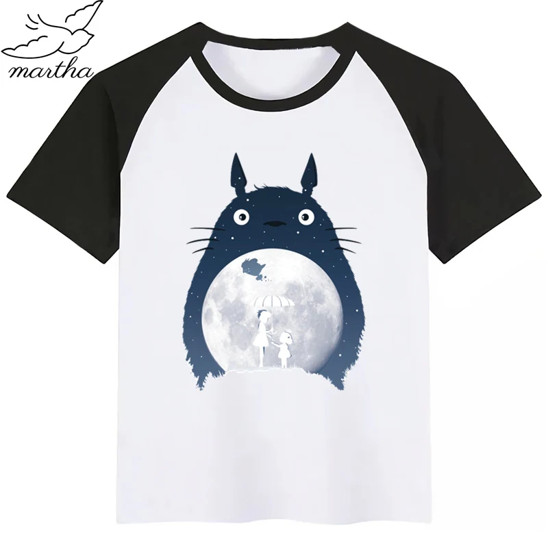 Totoro/Новинка; летняя детская футболка с принтом; футболка с короткими рукавами и круглым вырезом; Повседневная футболка для маленьких девочек; одежда для детей