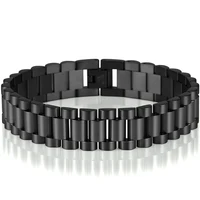 Bracelet de style chaîne de montre de 15 mm de large pour homme, bracelet de luxe imperméable en acier inoxydable couleur or, bijoux masculins en gros 6