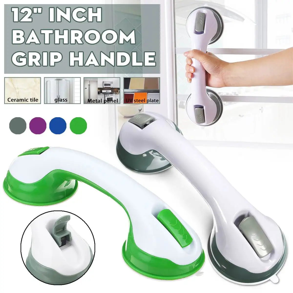 

Portable Bathroom Strong Vacuum Suction Cup Handle Anti-slip Support Helping for elderly Safety Handrail Bath Shower Grab Bar