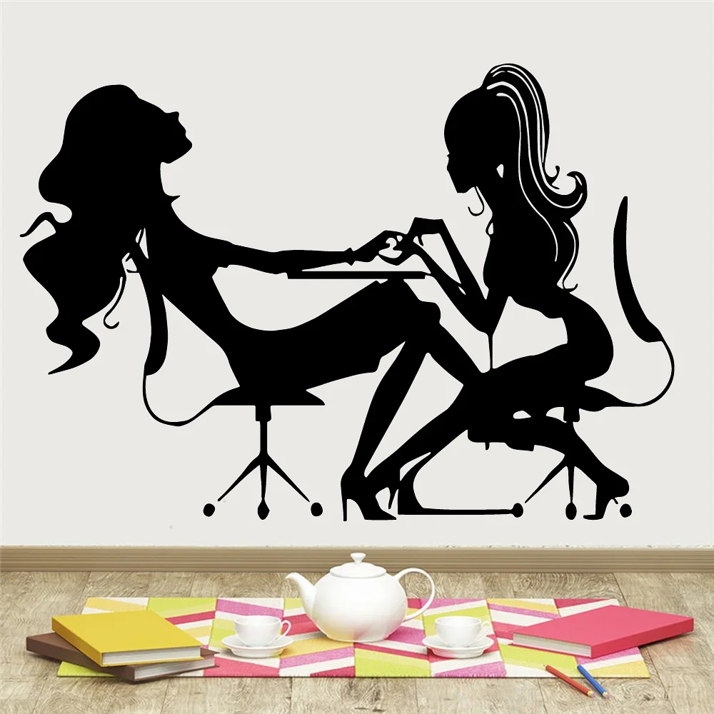 Wandaufkleber Für Nagelstudio – Schwarzes Design, 30x57 Cm, Selbstklebend, Für Wände & Fenster
