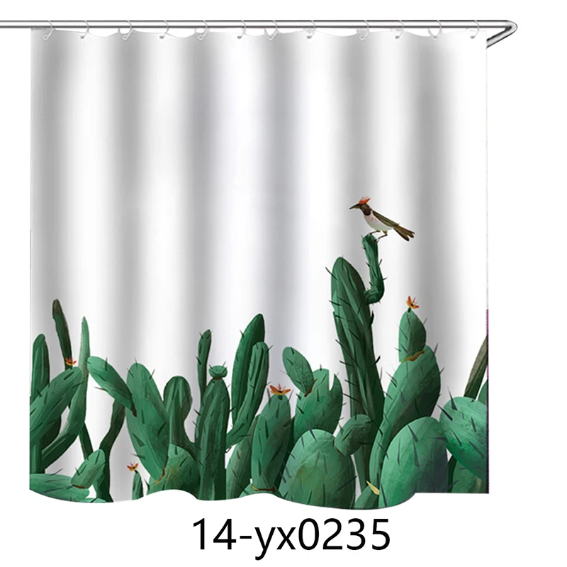 Душ для ванной занавески водонепроницаемый плесени тропический кактус элементы ванной занавески s - Цвет: 14