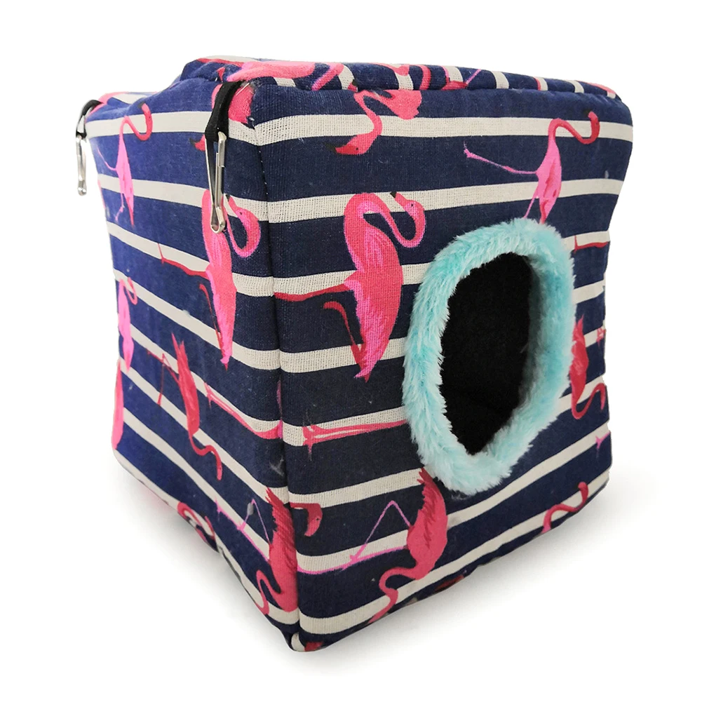 Bird Parrot Soft Plush Nest Winter Warm Sleeping Bed Cave Hammock Small Pet Cotton Sponge Square Hanging Cage House Toys