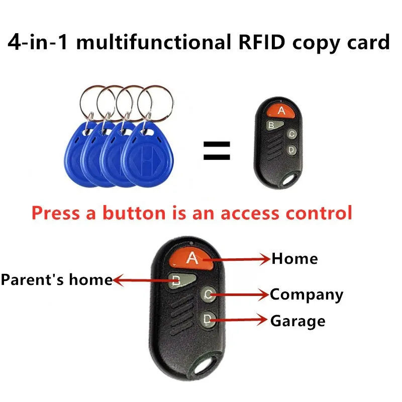 1Pc RFID Multiple Keyfob 4 or 5 in 1 125khz T5577 EM ID Writable IC 13.56Mhz 1k S50 UID Changeable Card Tag | Безопасность и
