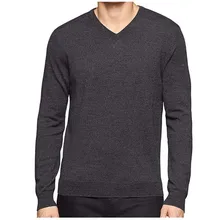 Мериносовая шерсть свитер мужской осень зима толстые теплые свитера пуловеры Повседневный v-образный вырез свитер из чистой шерсти Pull Homme европейский размер S-L