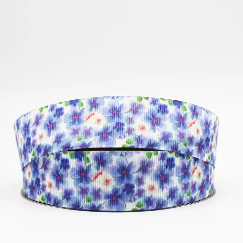 

Blue Flowers Ribbon Grosgrain Diy Hairbow Headwear Printed Ribbon Gift Decoration Ribbon 16MM22MM 25MM 38MM 57MM 75MM