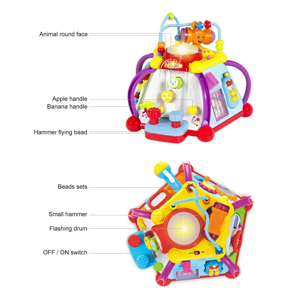 HOLA 806 Musical Activity Cube Toy Development Educational Game Play Learning Center Toy for 1 Year