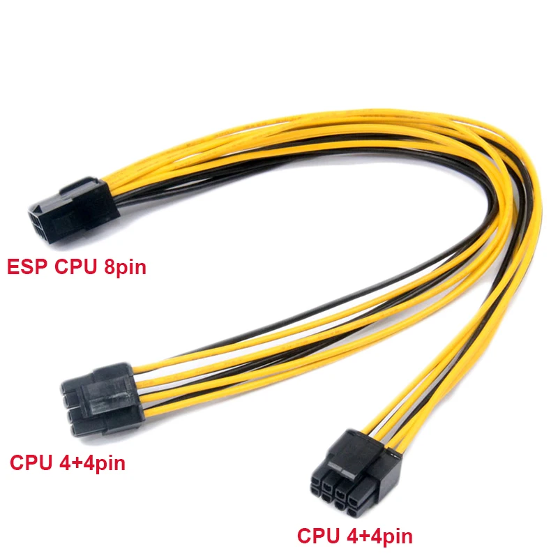 Кабельный Шнур питания ESP CPU 8pin Female 1 к 2 Male 4 + 4pin Y Splitter 18AWG 20 см | Компьютеры и офис