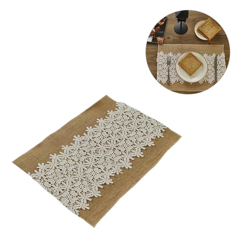 retro jute table mat lace tea mat for home table decoration