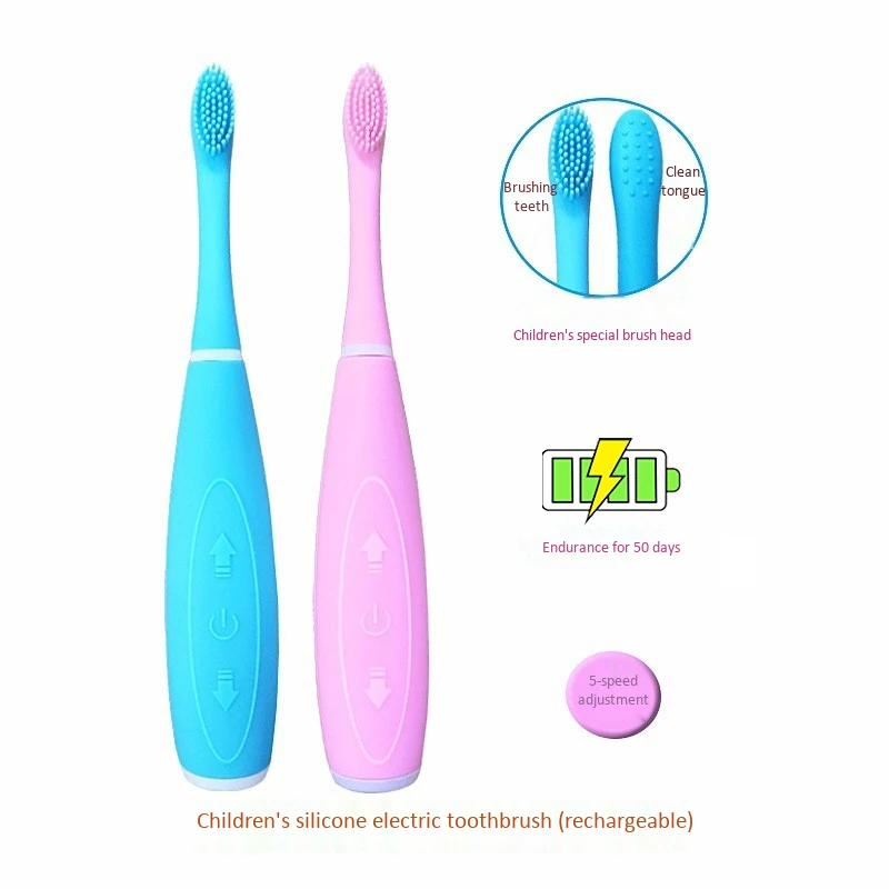 Children's Electric Toothbrush Rechargeable Silicon Electric Toothbrush Waterproof Acoustic Electric Toothbrush