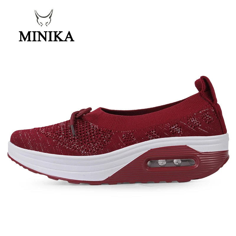 

2019 Women Toning Shoes Fly Wire Breathable Platform Swing Shoes Air New Summer Slip On Ultra-light Female Lazy Slimming Shoes