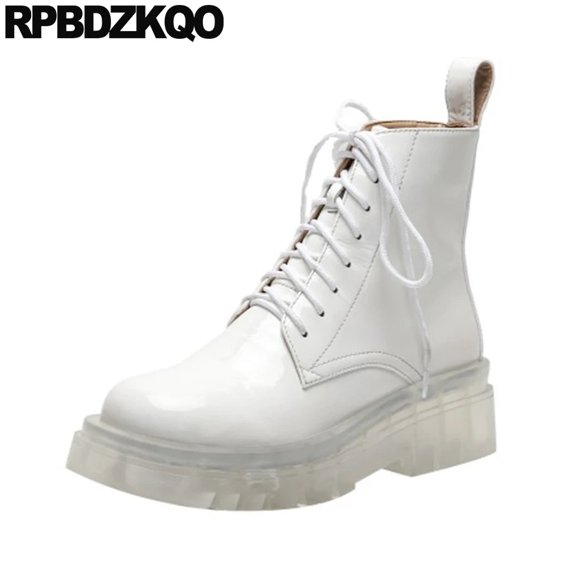 white combat platform boots