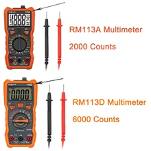 RICHMETERS Multimeter RM113D Multimetro Tester Digital Multimeter 6000 Counts Auto Ranging AC/DC Voltage Temperature Measuring