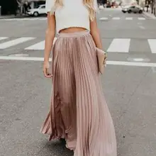 Осенние женские длинные юбки в богемном стиле; эластичная шифоновая юбка трапециевидной формы с высокой талией; Повседневная плиссированная юбка макси; Faldas Saias; уличная одежда