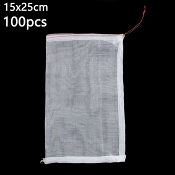 

100PCS Garden Plant Fruit Protect Drawstring Net Bag Against Insect Pest Bird For Fruits Such As Tomatoes, Eggplants, Grapes