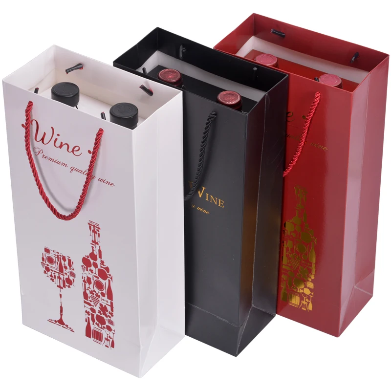 5 шт красное вино бумажная коробка подарочная упаковочная коробка Одиночная двойная бутылка сумка переносная бутылка вина масло Перевозчик крафт-бумажные пакеты