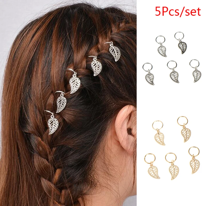 5pcs/bag Twist Braid Hair Ornament For Women Charming Alloy Circle Hoop Personality Braid DIY Pendant Hair Accessories New