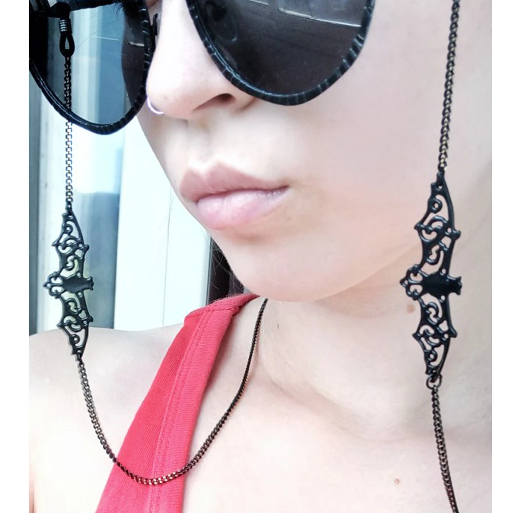 Women Retro Black Bat Sunglass Chains Lanyards Eyewear Accessories Sunglasses Reading Glasses Strap cord glasses hanging rope glasses straps glasses chain glasses retainer