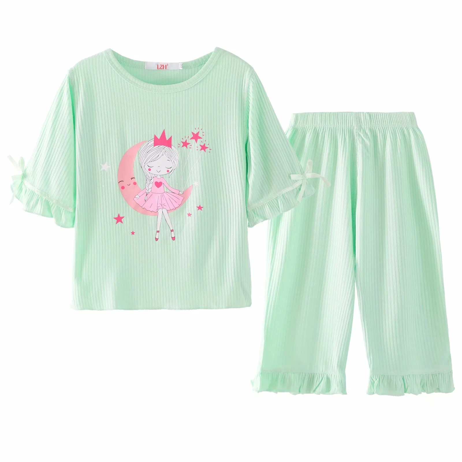 Children Pajamas Printed Home Wear Suits Baby Clothes Sets Half Sleeve Casual Sleepwear For 4-12 Y