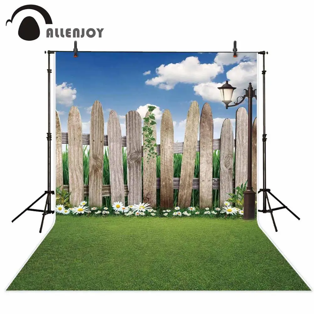 Весенний фон для фотосъемки Allenjoy с изображением травы облака забора Пасхи
