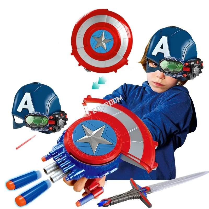 Детские игрушки мягкие дротики пули пистолет Капитан Америка щит экшн-фигурки