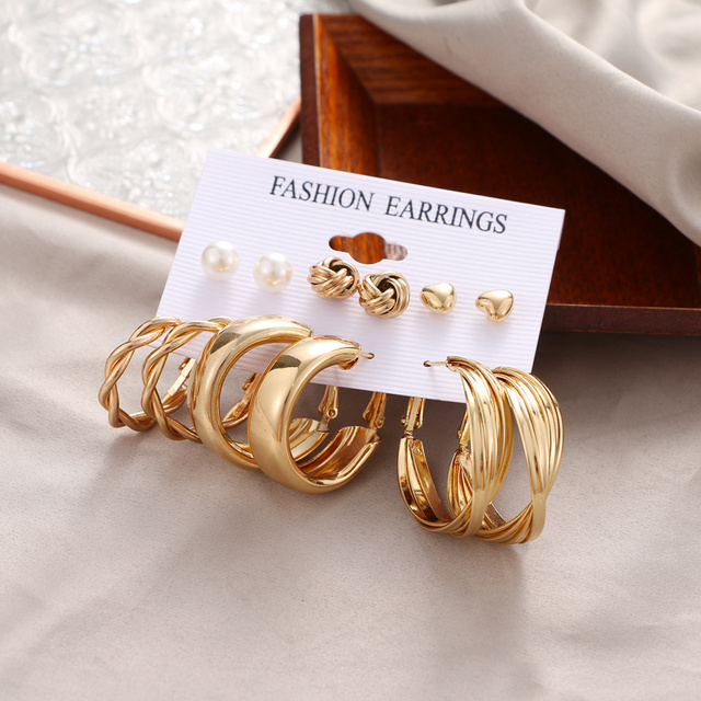 Butterfly Hoop Earring Set Women's Vintage Bohemian Acrylic Pearl Circle Alloy Drop Earrings Brincos Jewelry Gift