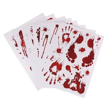 

8Sheets/set Halloween DIY Blood Handprint Footprint Wall Sticker Halloween Decor