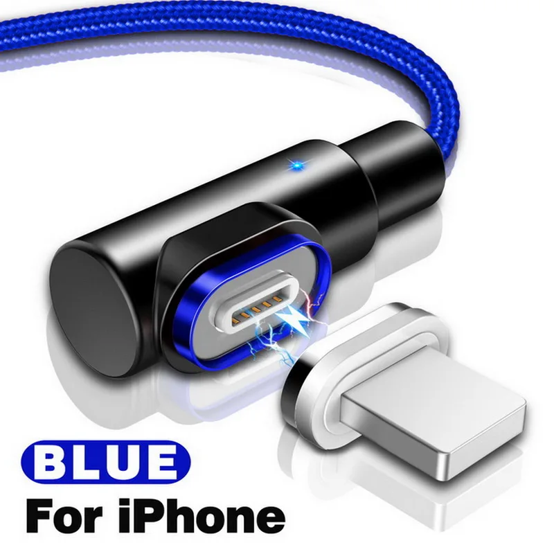 Магнитный кабель GETIHU 2.5A для iPhone XS samsung, зарядное устройство Micro usb type C, быстрая зарядка, 3,0 магнит, шнур для быстрой зарядки и передачи данных - Цвет: For iPhone Blue