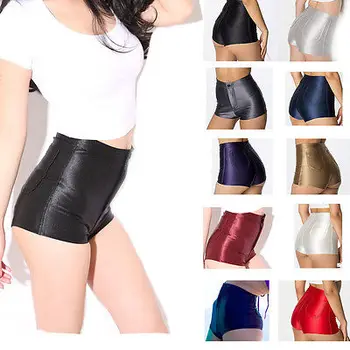 

High Waist Shiny Stretch Women Girls Disco Short Pants Satin Shorts Hot Pants Candy Color