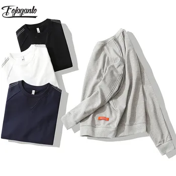 

FOJAGANTO Autumn New Men Solid Sweatshirt Men's Fleece Casual Pullover Sweatshirt High Street Hoodies Sweatshirts Male