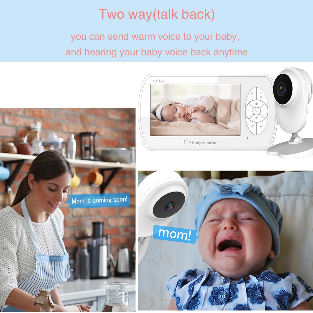 4.3 Pollici Baby Monitor con La Macchina Fotografica a Due Vie Audio Video Nanny Sicurezza Del Bamb