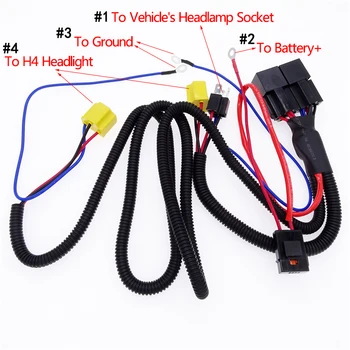 

1 PCS Headlight Connector Booster Cable Relay Fuse Socket Black Wire Harness For H4/9003