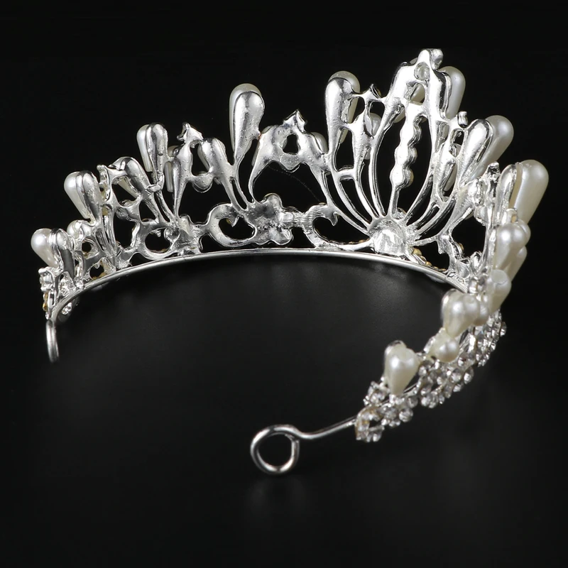 TDQUEEN, хрустальные стразы, жемчужная тиара, корона, Посеребренная, свадебные аксессуары для волос, стразы, жемчужная Тиара для женщин