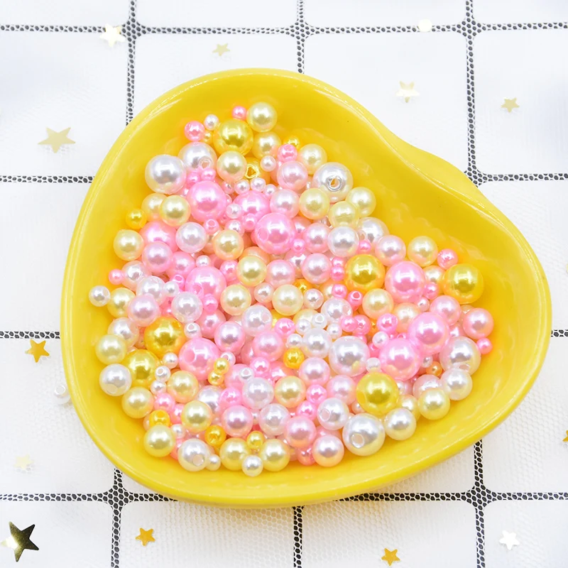 Mix pink yellow Mix 3/4/6/8/10 мм 500 шт. около 20 г бусы с отверстием Разноцветный жемчуг круглые акриловые бусины, имитация жемчуга, "сделай сам" для изготовления ювелирных изделий/исскуство ногати - Цвет: Mix pink yellow