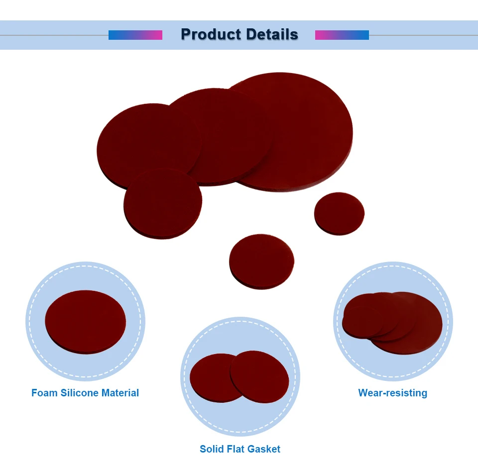 5 шт. красный пены плоская силиконовая прокладка кольцо 1/2/3 мм толщиной 40 мм~ 50 мм OD плоское уплотнение шайба подушки добротная однотонная уплотнительная кольцевая прокладка