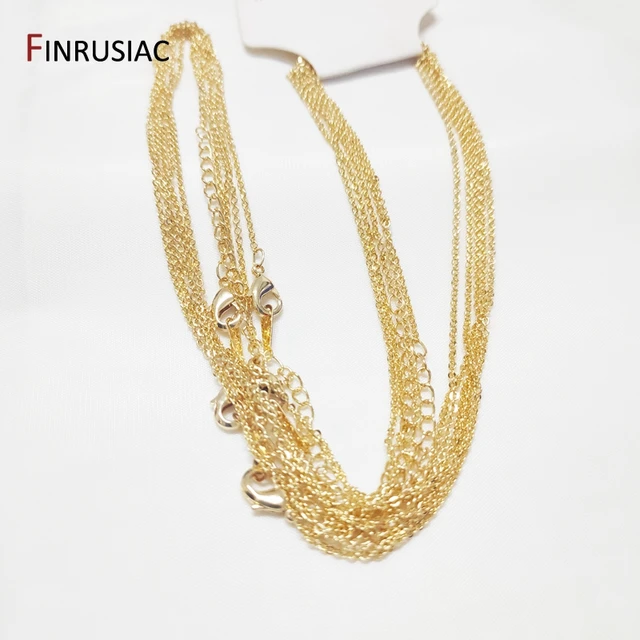 Cadena de metal chapada en oro de 18K para cadena para collar, colgante, bricolaje, 1,4mm de espesor, 50cm de longitud _ - AliExpress Mobile