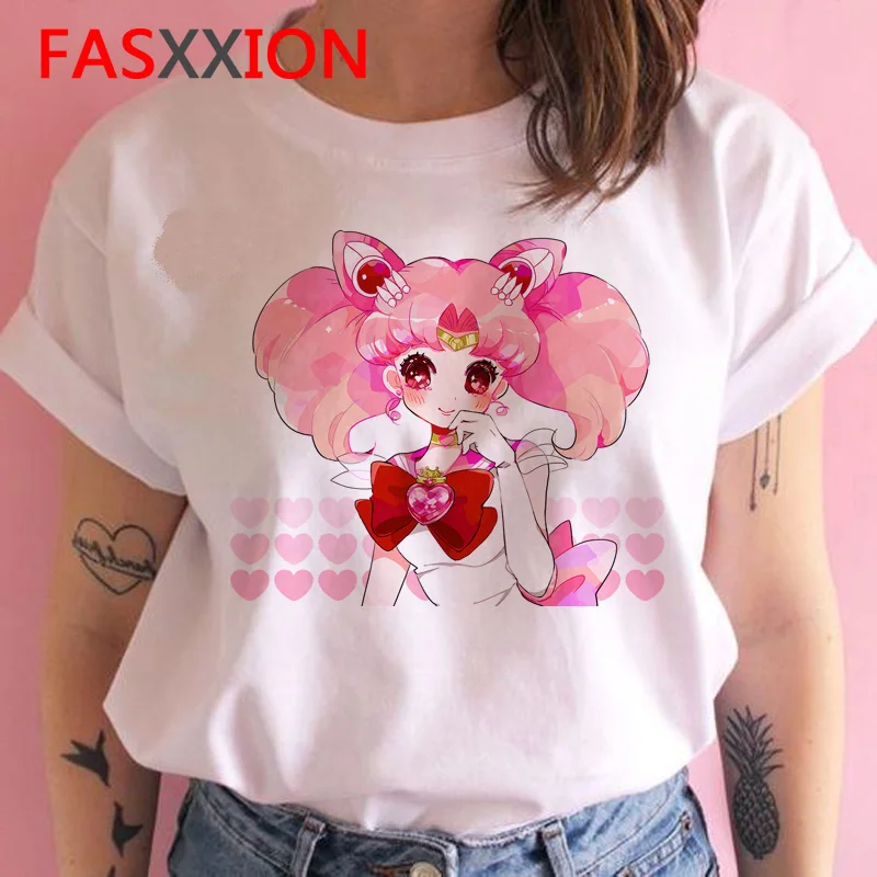 Sailor moon Футболка женская забавная мультяшная Харадзюку кавайная футболка Летняя женская графическая ulzzang Повседневная футболка Топ футболка Новинка