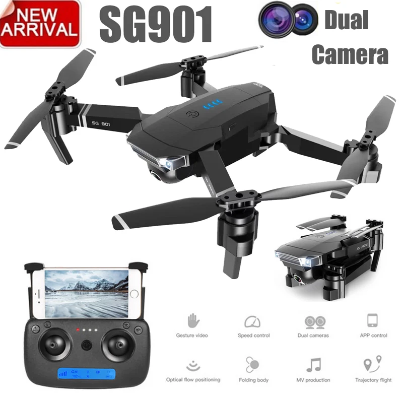 

SG901 Camera Drone 1080P FPV Dual Camera Gesture Photo APP Control Professional Quadcopter with Battery Toy For Kid Drone Black