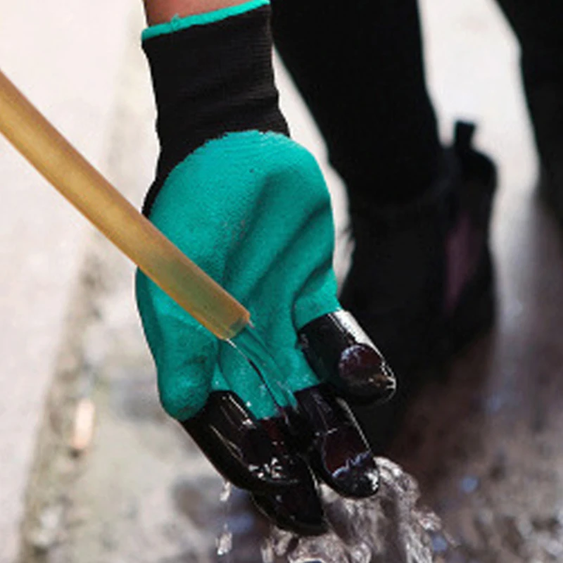 4/8 Hand Claw ABS Plastic Garden Rubber Gloves Gardening Digging Planting Durable Waterproof Work Glove Outdoor