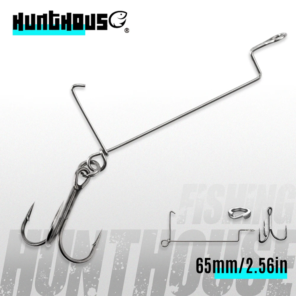 Hunthouse 2 Carbon steel String fishing hooks 65mm 2pcs origin treble