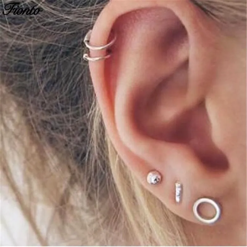 

FIONOTO New Mixed Small Earrings Set Simple Geometric Stud Earrings for Women Girls Tiny Ear Studs Pendientes Kleine Oorbellen