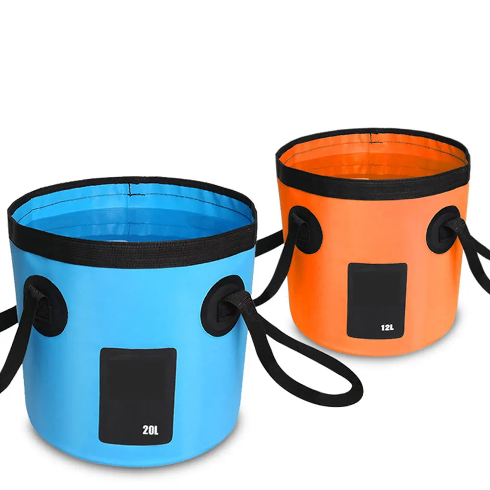 Practical 5 Color Waterproof Fabric Wash Basin Camping Folding Bucket Fishing Bucket Outdoor Collapsible Sink