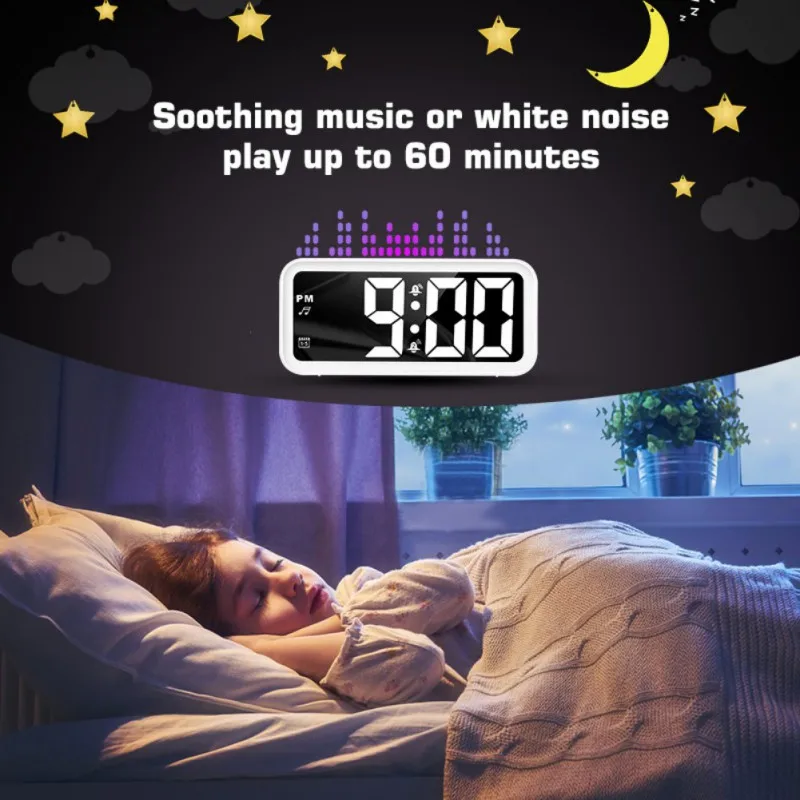 

USB Charged Digital Display Noctilucent Clock LED Mute Alarm Clock Digital Desk Gadget Digital Super Silent for Home Bedroom