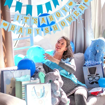 

1Set Baby Shower Banner It's a Boy Its a Girl Banner Gold Paper Letter Bunting Hanging Decoration for Baby Shower Party Supplies