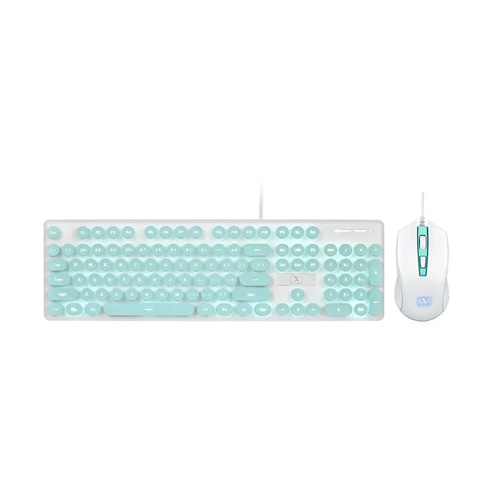 

Simple High Value Mouse Keyboard Set Punk Mechanical Feel Keyboard And Mouse Set Office Business Girl Keyboard