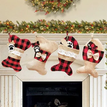 

New Christmas Stockings Gifts Fish Bones Shape Socks Xmas Lovely Gift Bag Children Fireplace Tree Decoration