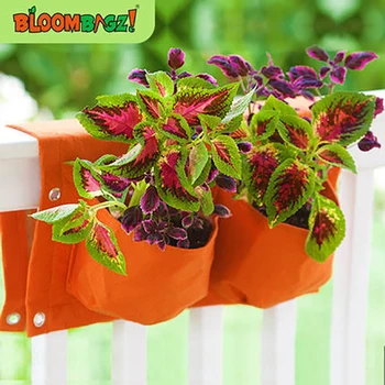 

2 Gallon 4-Pocket Hanging Wall Pocket Vertical Plant Grow Bags Pots Container for Balcony Railings Garden Fence-Double Sided