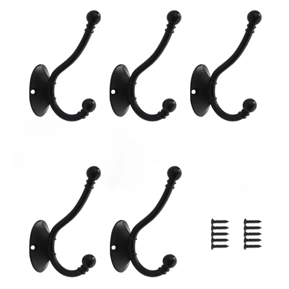 

5PCS Wall Mounted Coat Hooks Heavy Duty Retro Clothing Hanger Bathroom Towel Hanging Rack For Coats Hats Towels Keys Scarves